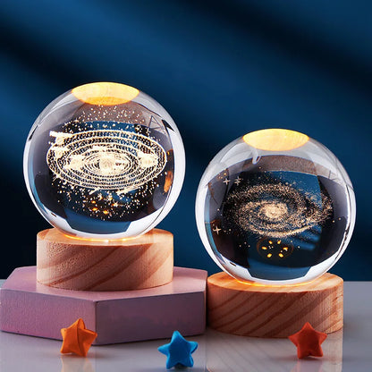 B0BMVDRLWJ LED Night Light Milky Way Galaxy Solar System Crystal Ball Children Night Lamp Bedroom Ambient Light Creative Gift Night Light
