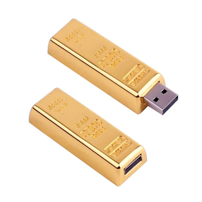 Gold Bar USB Flash Drive, Metal Pen Drive 4GB to 128GB, USB 2.0 Memory Stick for Gift, Photography, Business, Wedding Storage Solutions