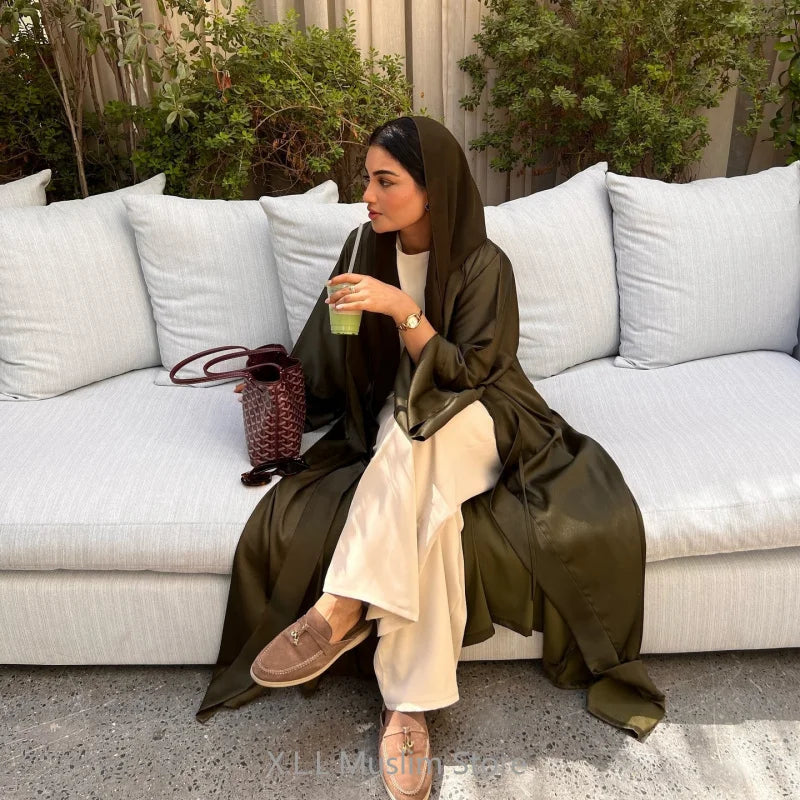 ramadan decoration 2024 muslim girl army green abaya robe islamic gift elegant prayer dress for special occasions and everyday wear