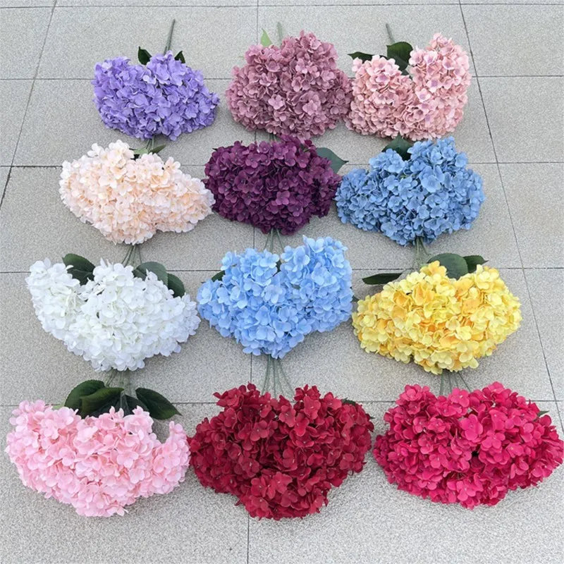 silk hydrangea bouquet, 5 heads artificial flowers for home decor, wedding, party, indoor decoration, perfect for anniversary, birthday, baby shower, bridal shower