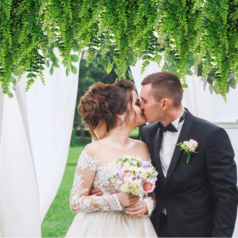 artificial hanging vine garland, 90cm plastic leaf decoration for weddings, outdoor parties, exhibition, bridal showers, garden or home decor, fake rattan ivy