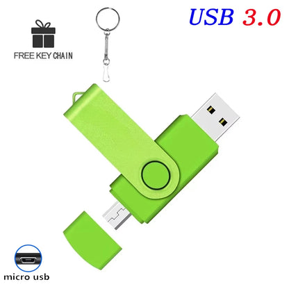 2 IN 1 OTG Pen Drive 128GB High Speed USB 3.0 Flash Drive 64GB Rotatable Memory Stick for Easy Data Storage and Transfer Key Chain USB Stick 16GB Mini U Disk