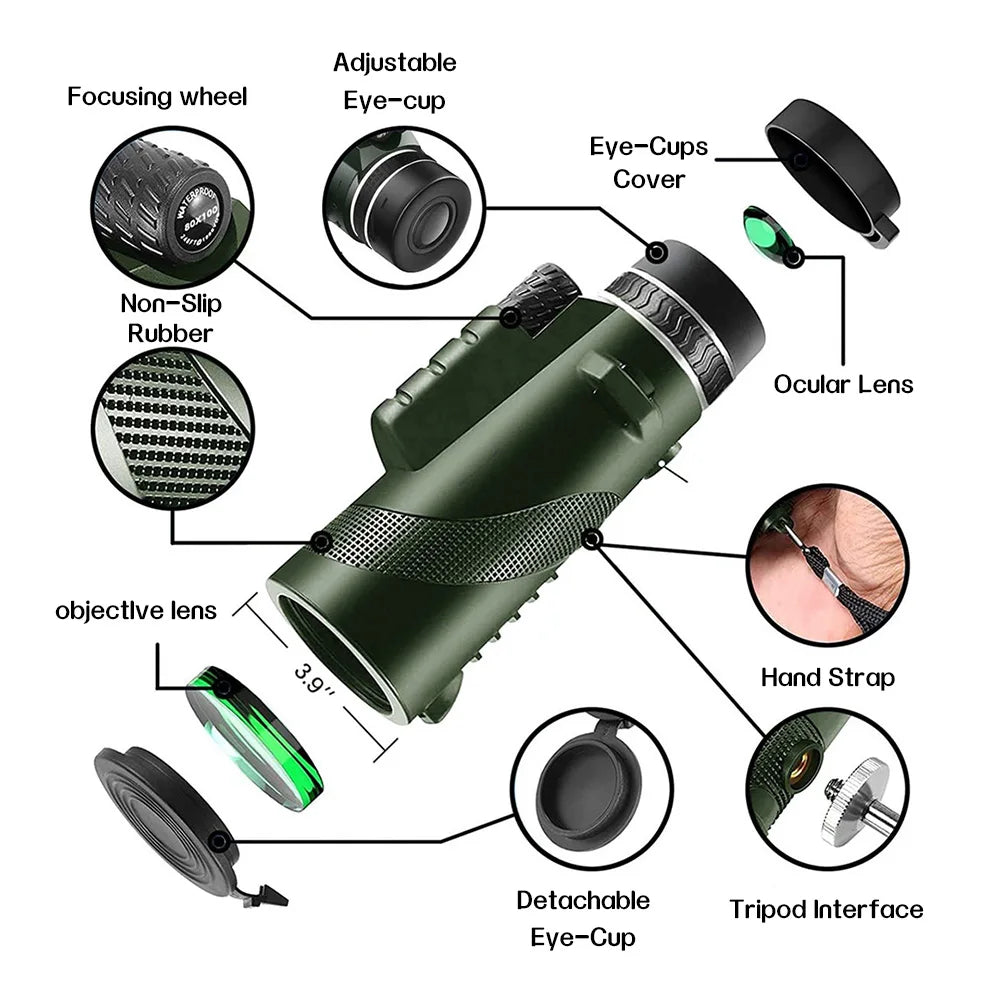b0b49mqywx 80x100 hd monocular smartphone adapter tripod telescope hike birdwatching