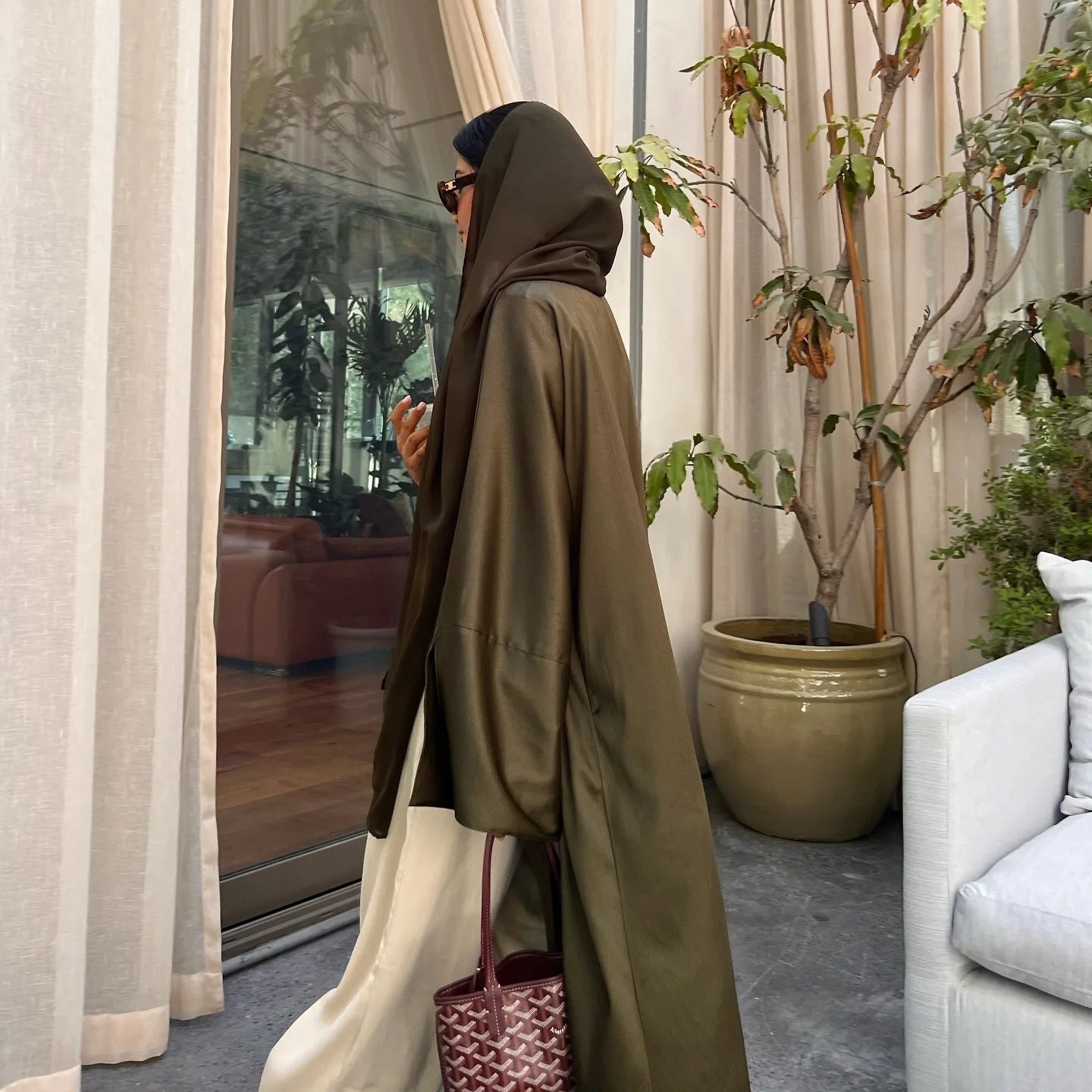 ramadan decoration 2024 muslim girl army green abaya robe islamic gift elegant prayer dress for special occasions and everyday wear