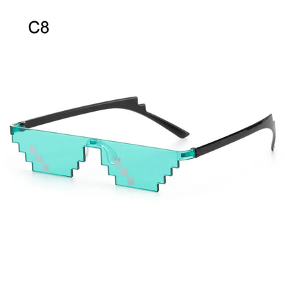 NEW Mosaic Sunglasses Trick Toy Thug Life Glasses Cool Jokes Pixel Black Rimless Shades for Adults and Kids Retro Gamer Style Fun Eyewear