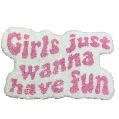 50x80cm Irregular Shaped Pink Letters Soft Aesthetic Carpet Flocked Room Door Mat Rug Three Styles Bedside Rug Non-Slip for Home Bathroom Floor Decor
