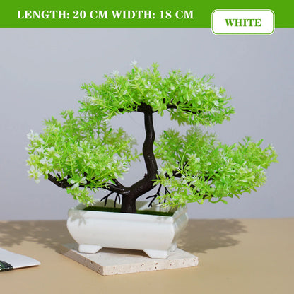Miniature Artificial Bonsai Tree Ornament - Lifelike Desktop Pot Plant for Home, Office or Garden Decor - Low Maintenance Accent for Indoor or Outdoor Use