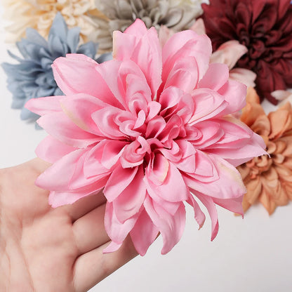 Artificial Silk Dahlia Flower Heads 5-Pack - Home, Wedding, Party Decoration, Indoor Faux Floral Accessories for Anniversaries, Birthdays, Bridal Showers