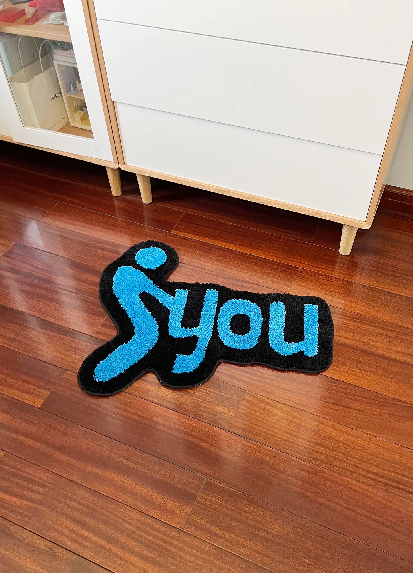 blue you irregular tufting rug bedroom mat geometric living room carpet floor tidy foot pad bedside doormat aesthetic home decor for stylish interiors