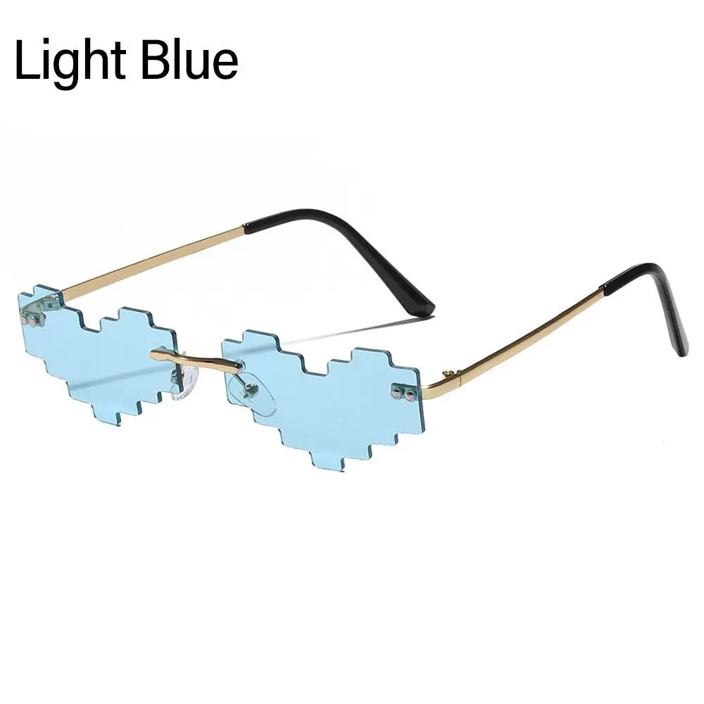novel mosaic heart sunglasses funny pixelated mosaic glasses retro gamer robot eyeglasses cosplay party glasses for men women - uv protection stylish retro eyewear
