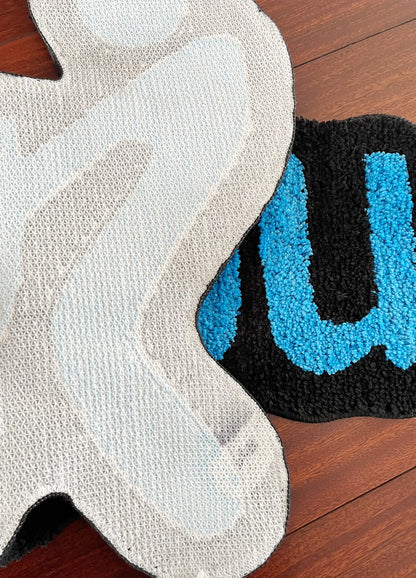 Blue You Irregular Tufting Rug Bedroom Mat Geometric Living Room Carpet Floor Tidy Foot Pad Bedside Doormat Aesthetic Home Decor for Stylish Interiors