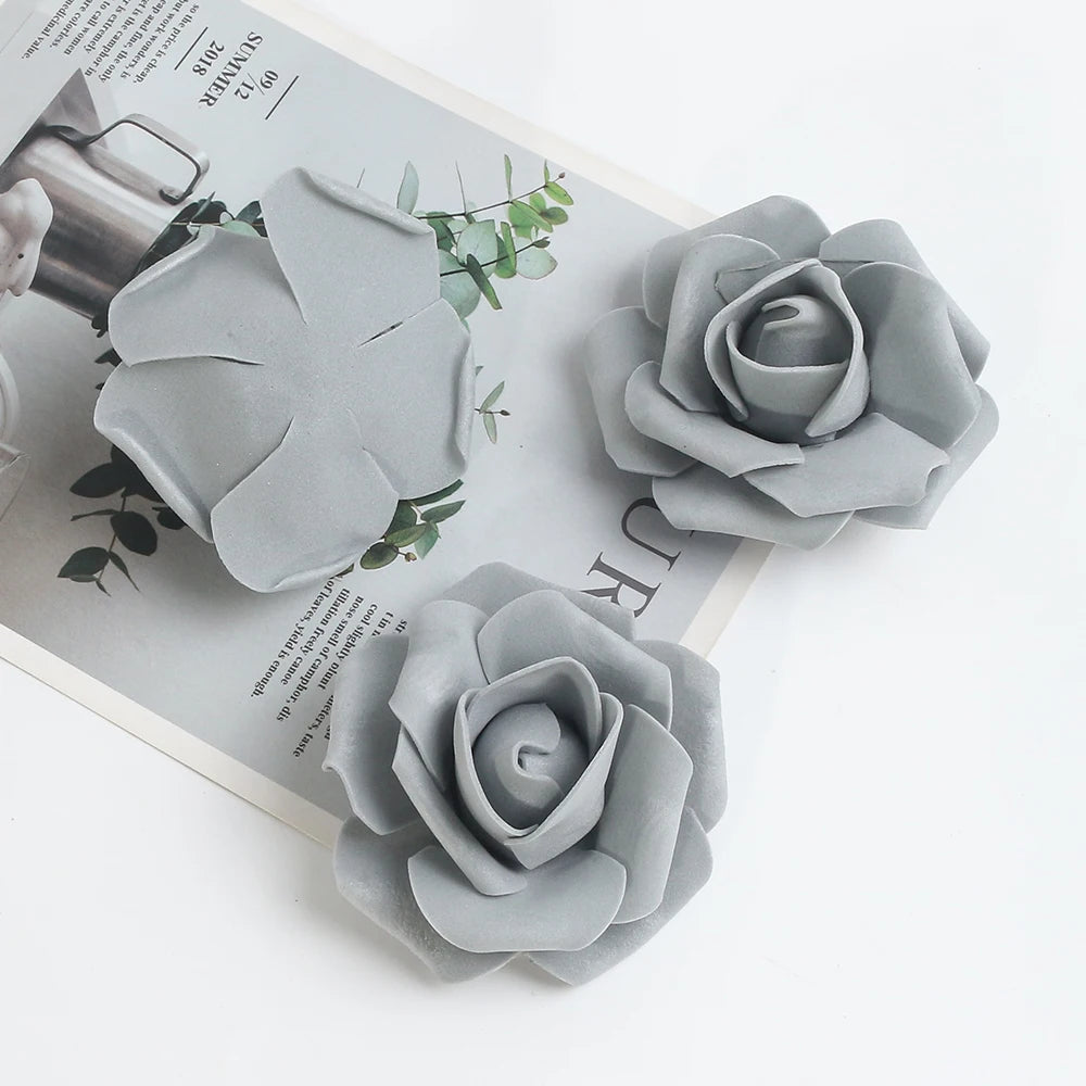 artificial rose flower heads 7cm | wedding party home decor | garden diy crafts | 10/20/50 pack | anniversary birthday housewarming event decoration