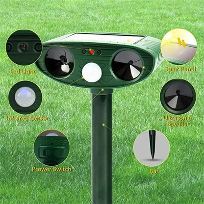 B0DWSPFZT4 1pc ultrasound  Repellant Cat Dog Repellant Solar Powered Rechargeable Garden Waterproof creature Deterrent For Farm Yard