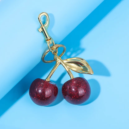 B0CYYYYK6Q Fashion Delicious Red Cherry Keychain Summer Fruits Cherries Pendant Keyring For Women Men Jewelry Bag Accessories Gift