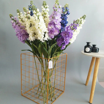 Artificial Hyacinth Flowers Violet Silk Green Leaves for Wedding Anniversary Party Decor Indoor Home Decoration