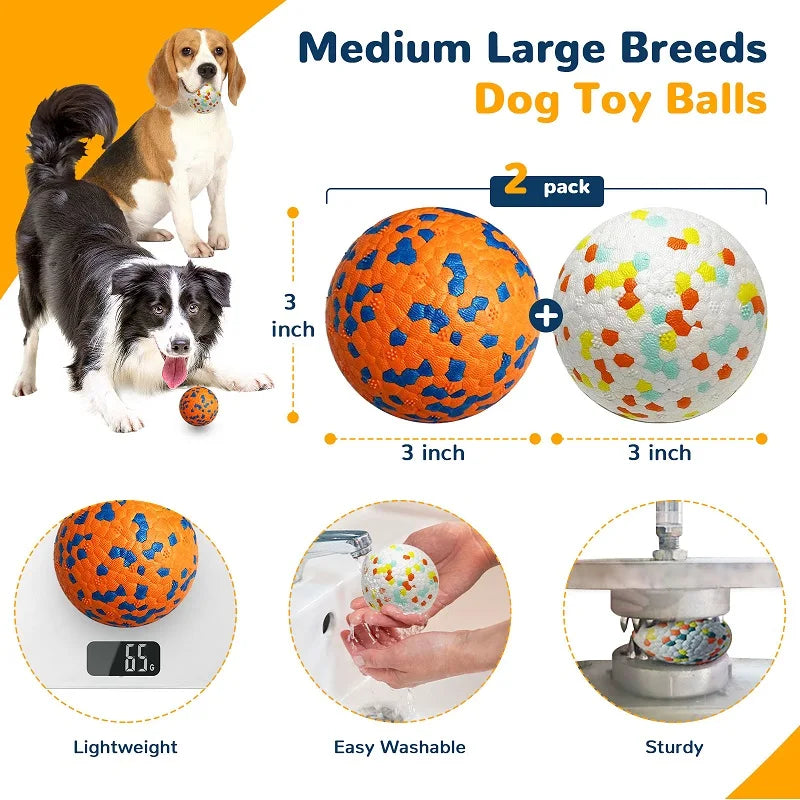 rubber dog chew toy ball - bite resistant, durable, non-toxic molar teething aid, ideal for medium and large dogs, interactive play, safe for indoor and outdoor fun