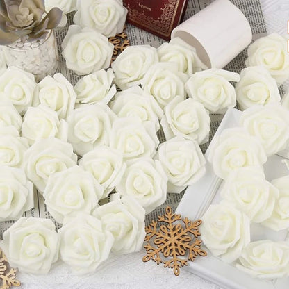 Artificial Foam Rose Flowers 10/20/50 Pack for Home Decoration, Wedding Centrepieces, Party Bouquets, Events, Indoor Decor, Realistic Floral Heads for Crafts