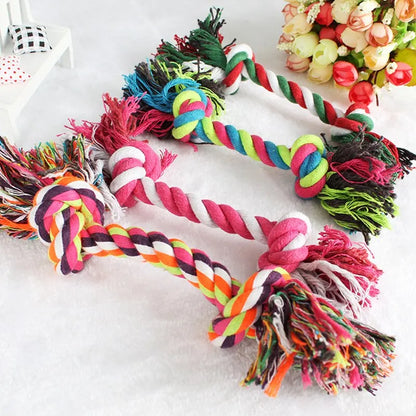 Interactive Cotton Rope Dog Chew Toy for Small Dogs, Knot Design, Bite-Resistant, Promotes Dental Health, Perfect for Puppy Play and Teeth Cleaning