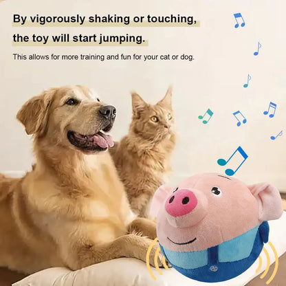 B0D62RPSDS 8.93 Electronic Pet Dog Toy Ball Pet Bouncing Jump Ball Music Vibration Bite Puppy Ball Interactive Dog Chewing Moving Plush Doll Toy