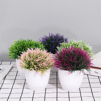 Artificial Bonsai Green Plant, Plastic Potted Grass Ball for Home, Office, Party, Festive Desktop Decoration, Ideal for Outdoor Anniversaries and Exhibitions