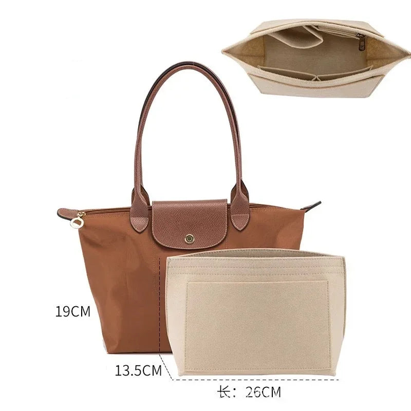 dupont felt insert bag fits for longchamp handbag liner bag felt cloth makeup bag support travel portable insert purse organizer tote insert for neat storage and shape