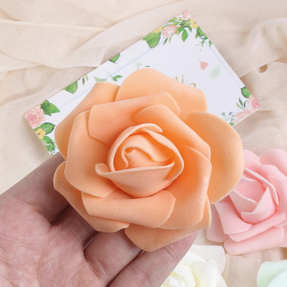 artificial rose flower heads 7cm | wedding party home decor | garden diy crafts | 10/20/50 pack | anniversary birthday housewarming event decoration
