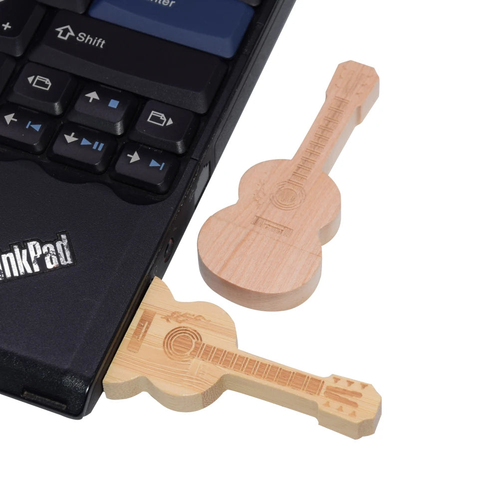 guitar-shaped wooden usb flash drive 4gb-128gb | creative memory stick for gifts, weddings, photography, business | usb 2.0 pendrive