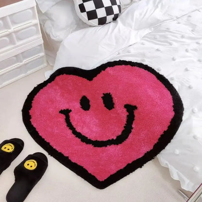 VIKAMA Heart Letter Creative Imitation Cashmere Bedroom Blanket Carpet for Home Decoration, Anti-Slip Bathroom Rug, Soft Children's Room Floor Mat
