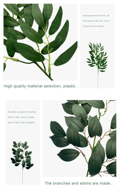 Artificial Eucalyptus Leaf Arrangement - Plastic Decorative Plant for Weddings, Showers, Home or Exhibition Use - Ideal for Desktop and Outdoor Display