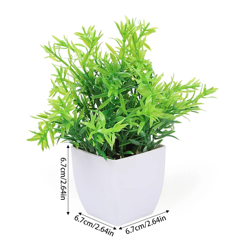 artificial eucalyptus bonsai plant, green decorative mini potted tree, indoor home décor, garden, bedroom, office display, plastic fake plant for tabletop arrangement