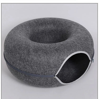 10.46 dark grey B0CX44S5QG Donut Cat Bed Interactive Tunnel Pet Felt Indoor Toys Cats House Kitten Training Toy Cat Kennel Pets Supplies
