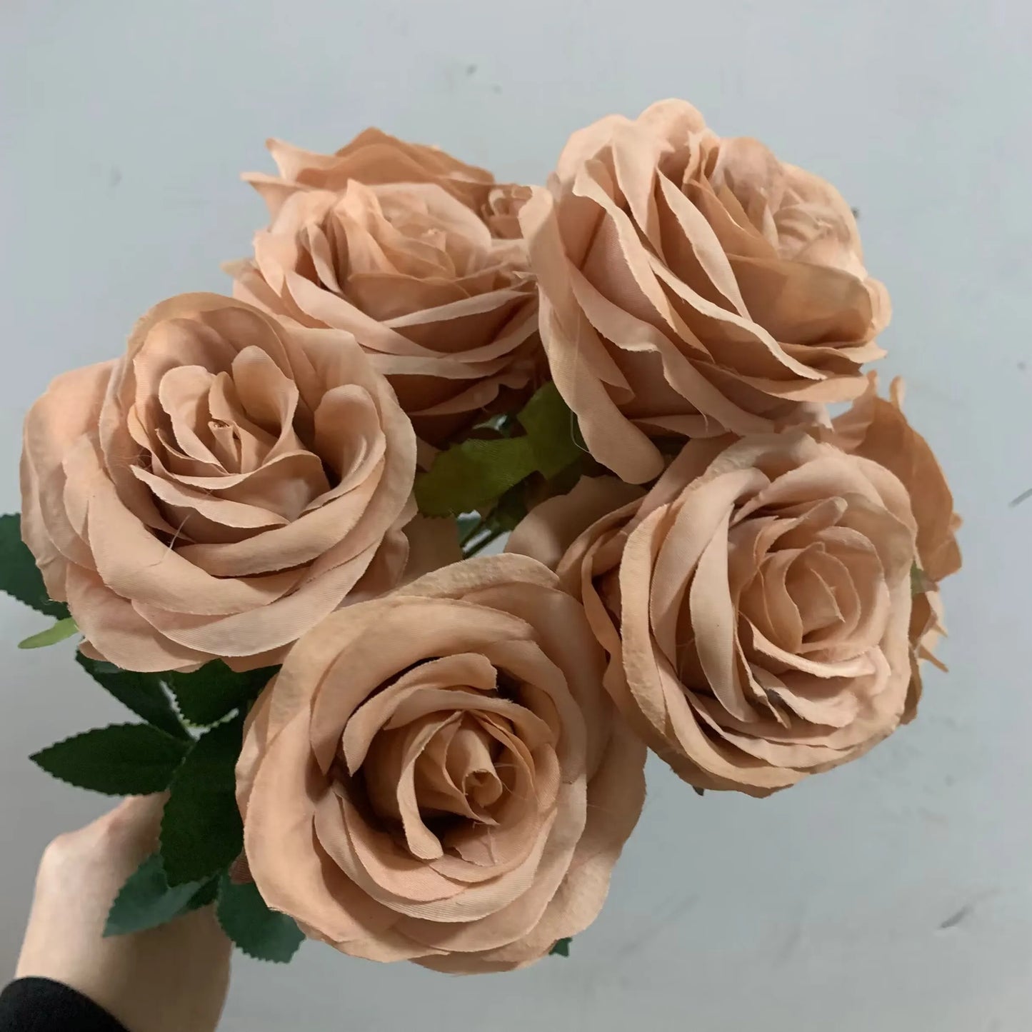 artificial roses bouquet, silk flowers for home decor, wedding, anniversaries, coffee brown, indoor events, elegant floral arrangement, perfect gift for special occasions
