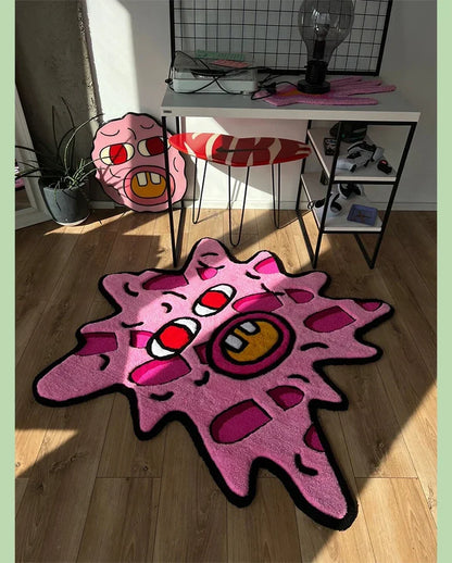 Simple Study Room Cloakroom Plush Non-slip Rugs Irregular Pink Bedroom Bedside Soft Carpet Creative Living Room Decoration Rug for Cozy Home Décor