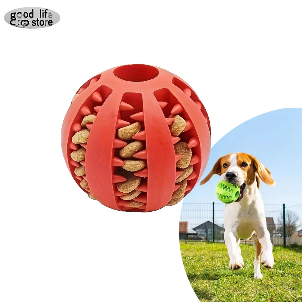 interactive rubber dog toy ball - non-toxic, bite & chew resistant - cleans teeth, dispenses treats - durable training & play accessory for small dogs