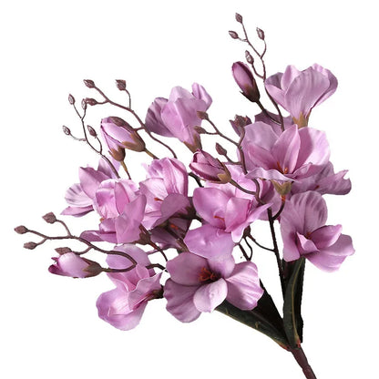 Artificial Magnolia Flower Bouquet, 5 Branches 20 Blooms, Realistic Non-Woven Fabric, Home Decor, Wedding Centerpiece, Bridal Shower, Indoor Decoration, Low Maintenance