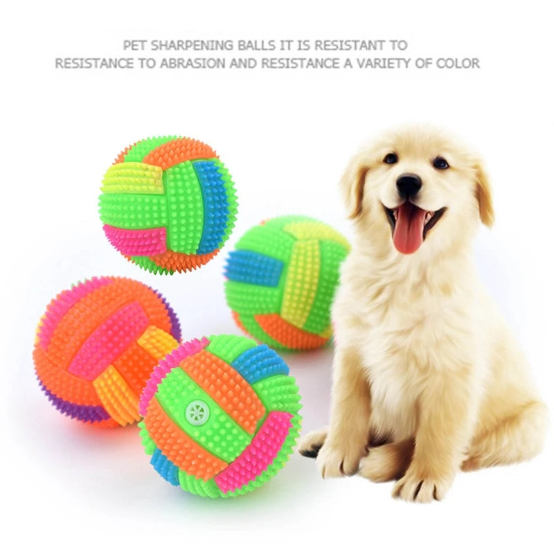 glowing squeaky dog balls - non-toxic rubber chew toy for small to large breeds, puppy teething aid, dental cleaning, interactive fetch, boredom buster, gift packaging