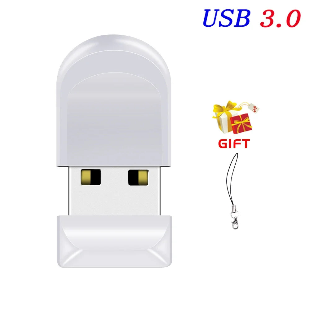mini usb 3.0 flash drive 64gb with free chain, shatterproof waterproof memory stick for pc, laptop, car, tv - creative gift in black, red, white