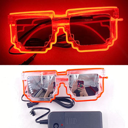 Funny Light Up Glasses Luminous LED Mosaic Glasses for Men and Women - Halloween Party Supplies, Glowing Neon Gafas for Festive Celebrations