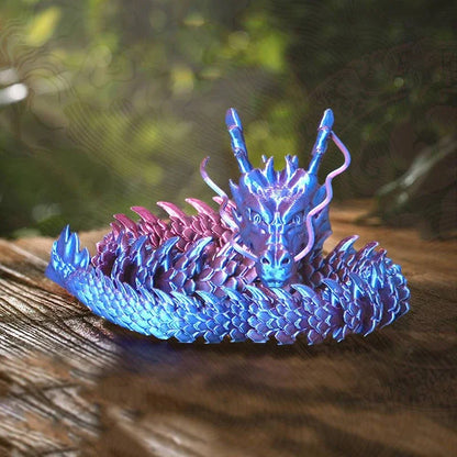 3D Printed Luminous Chinese Loong Flexible Dragon Figurine Home Decoration Gifts
