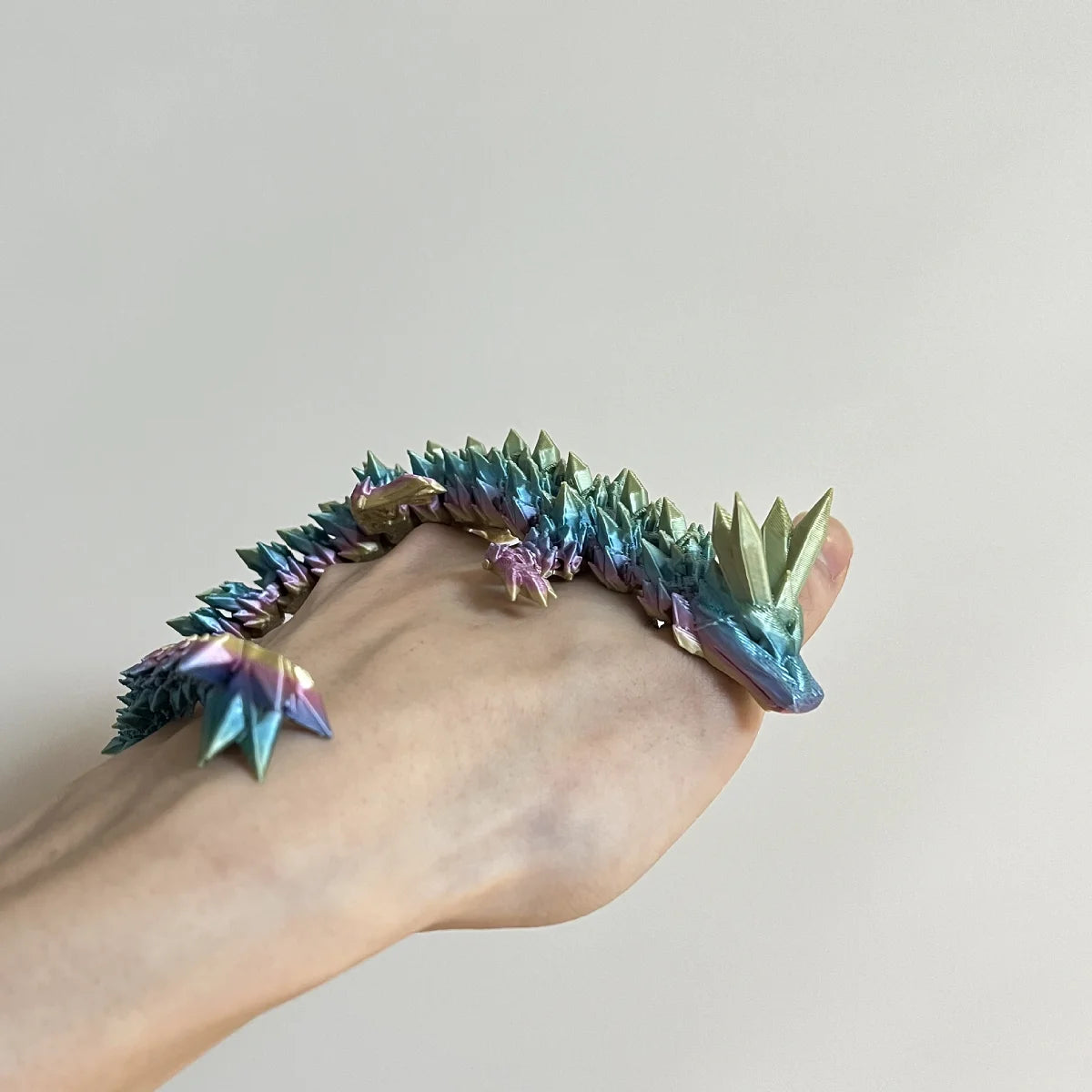 1pc crystal dragon ornament, 3d printed fidget dragon with articulated joints