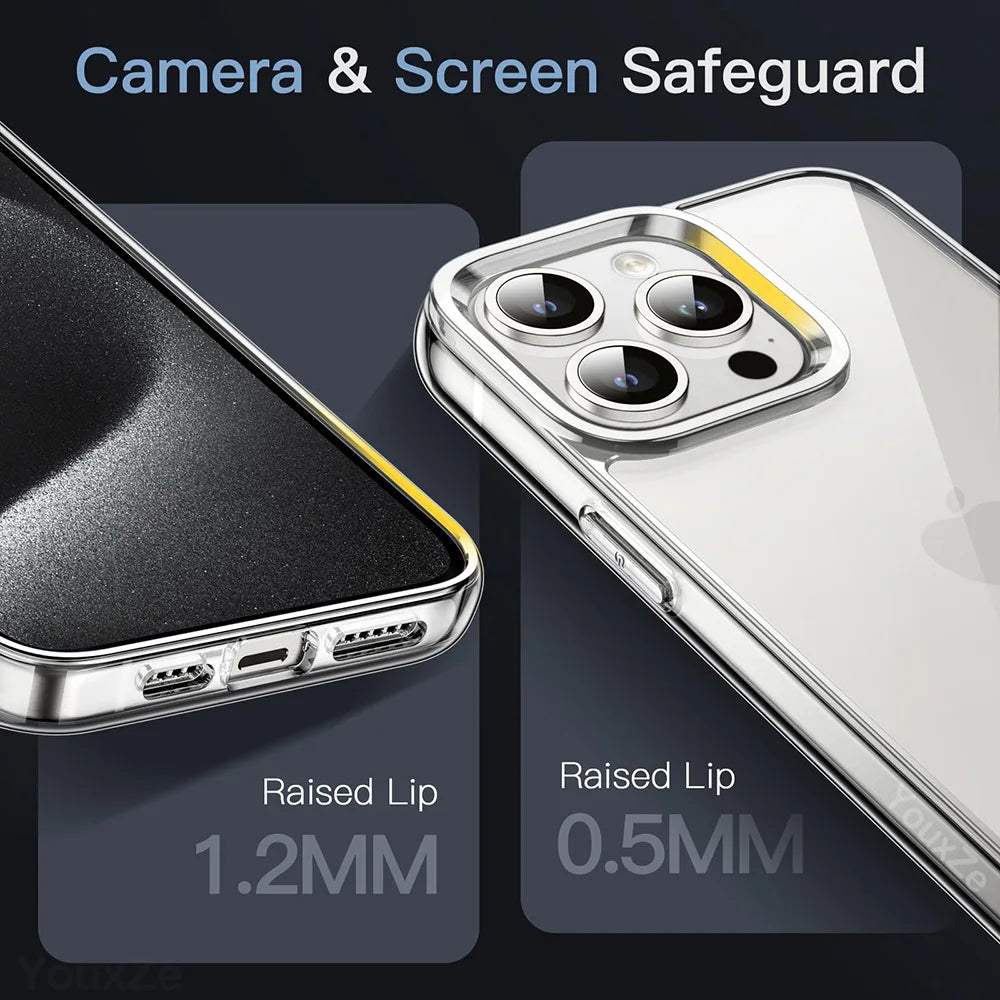 ultra slim transparent silicone case for iphone 14/15/16 plus, pro, max - soft tpu, anti-fingerprint, dustproof