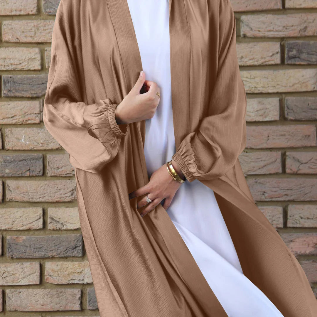 prayer clothes women satin cardigan robe islamic long-sleeved dress 2024 - modest fashion, comfortable fit, ideal for daily wear and special occasions