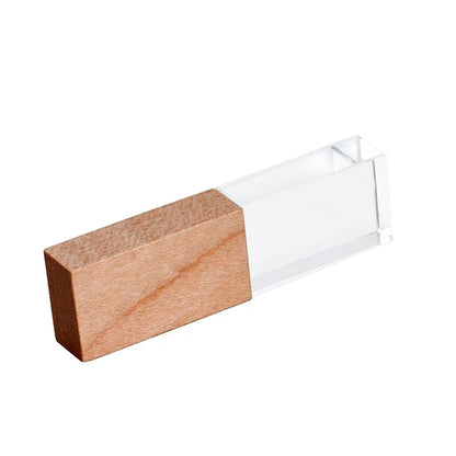 USB Crystal Wood Flash Drive 128GB with Walnut Box – Elegant Memory Stick for Weddings, Gifts, and Storage – Available in 64GB, 32GB, 16GB Options