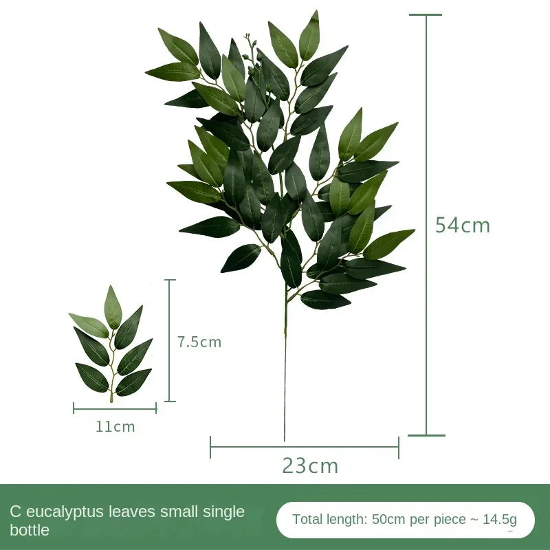 artificial eucalyptus leaf arrangement - plastic decorative plant for weddings, showers, home or exhibition use - ideal for desktop and outdoor display
