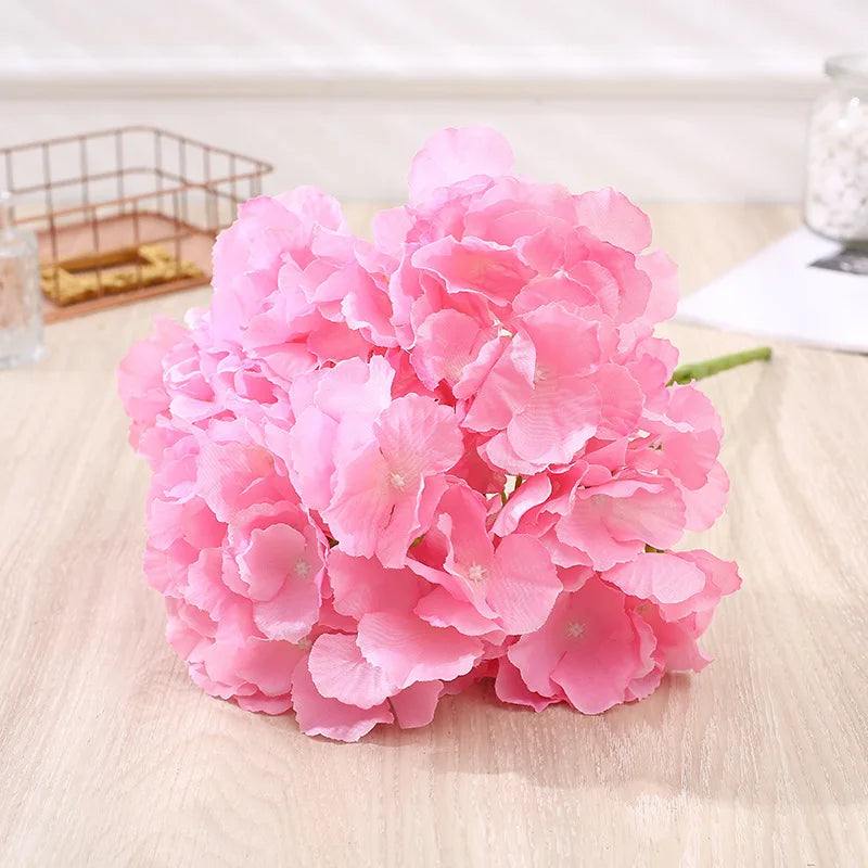 silk hydrangea artificial bouquet, decorative floral arrangements, pink white blue purple blooms for bridal shower, indoor wedding centerpieces, home decor