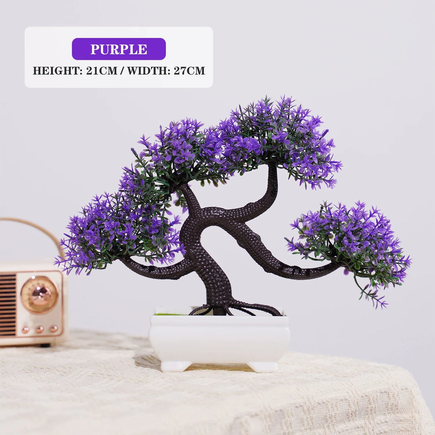 miniature artificial bonsai tree ornament - lifelike desktop pot plant for home, office or garden decor - low maintenance accent for indoor or outdoor use