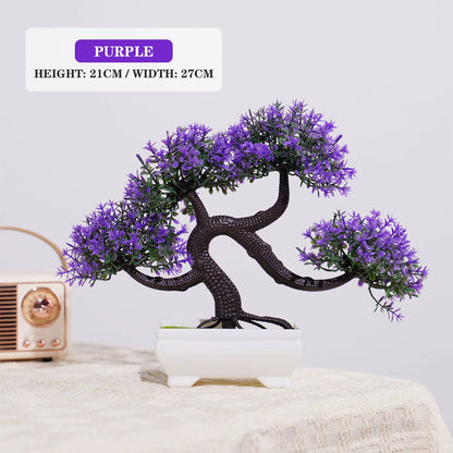 Miniature Artificial Bonsai Tree Ornament - Lifelike Desktop Pot Plant for Home, Office or Garden Decor - Low Maintenance Accent for Indoor or Outdoor Use