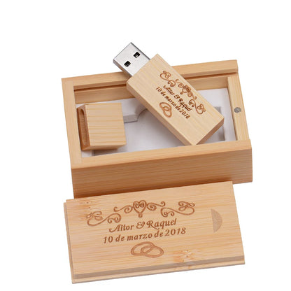 Wooden USB Flash Drive 128GB, 64GB, 32GB Memory Stick - Customisable Logo, Waterproof, Shatterproof - Ideal for Photography, Wedding, Business Gifts, Creative Use