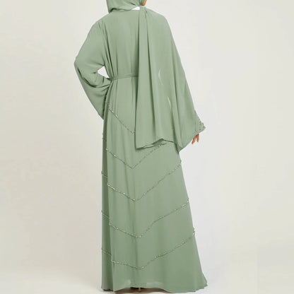 Dubai 2024 Luxury Opened Kimono Abaya Long Loose Dress Prayer Garment for Women - Elegant Party Kaftan, Modest Islamic Fashion, Spring Summer Wear, Sizes S-XXL