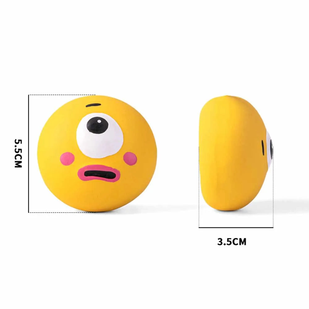 latex interactive dog ball toy with large eyeball design, durable rubber chew and squeak, safe play for puppies and small dogs, pet entertainment supplies